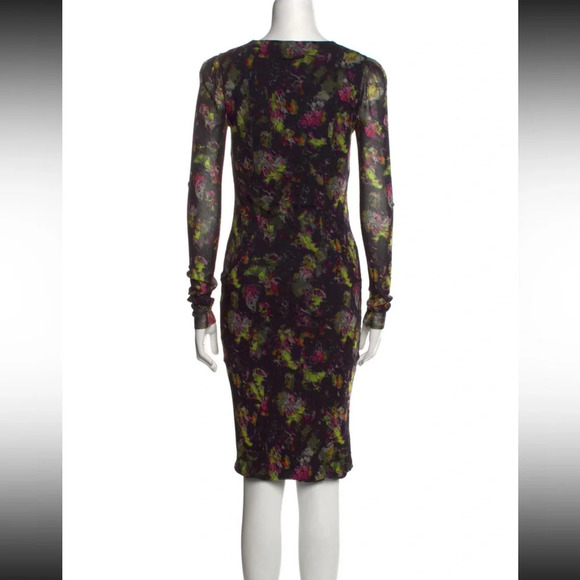 Vintage Jean Paul Gaultier Soleil Mesh Midi Dress, Black Floral, Size Med, NWT - Picture 4 of 7